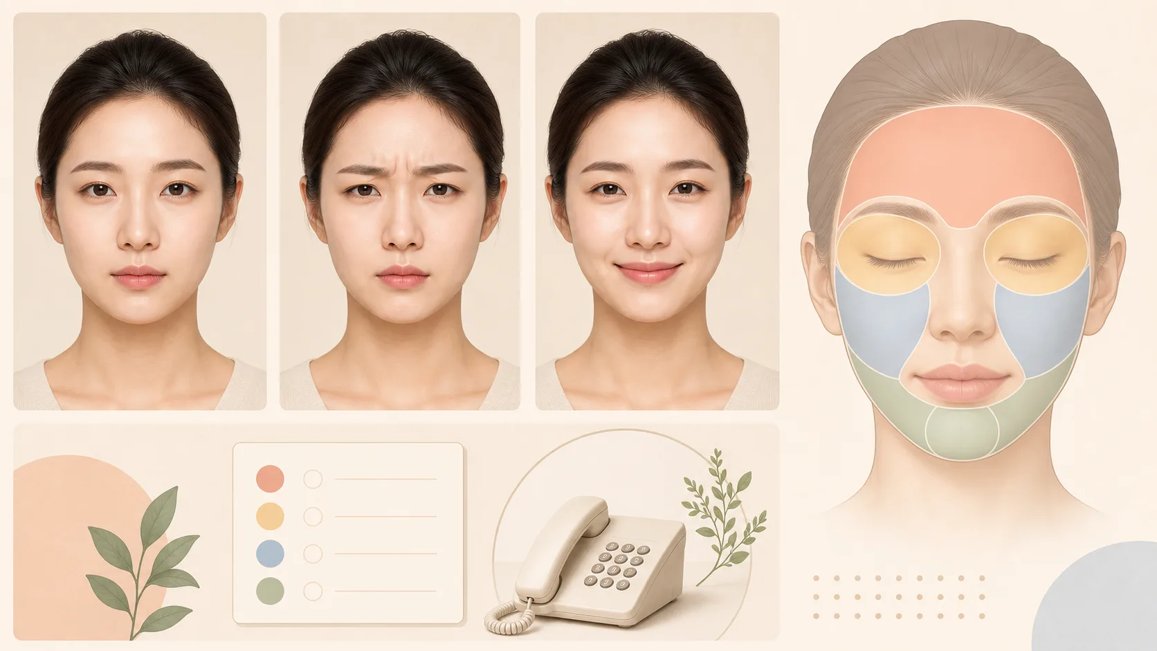 스킨보톡스 상담에서 목표 부위와 표정 움직임을 확인하는 얼굴 지도